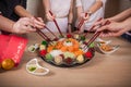 Asian Prosperity Toss, Lohei, Yusheng, yee sang Royalty Free Stock Photo